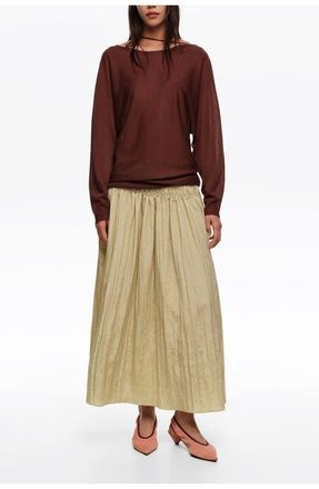 Bimba & Lola Mini Dots Ruched Flare Skirt in Dots Mini Olive at Nordstrom, Size X-Small Eu