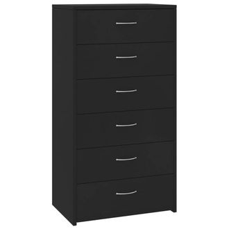 Berkfield Home Sideboard with 6 Drawers Black 50x34x96 cm Engineered Wood | Size: 50 x 34 x 96 cm