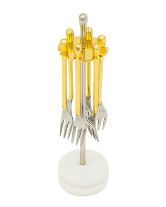 Godinger Set Of 6 Droplet Forks With Stand