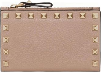 Valentino Garavani Portacarte Rockstud con zip - Toni neutri