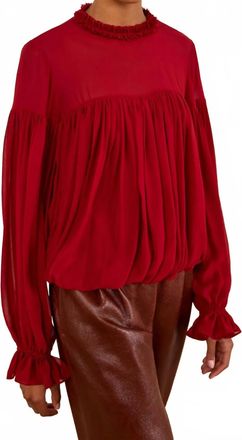 Ulla Johnson Pearl Silk Chiffon Blouse In Cerise