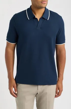 Nordstrom Piqu&eacute; Johnny Collar Shirt in Navy Sapphire at Nordstrom, Size Xx-Large