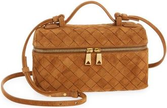 Bottega Veneta Bang Bang Intrecciato Suede Vanity Case in 2588 Amber-Gold at Nordstrom