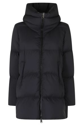Herno Black High Neck Double-Slider Zip Polyamide Down Jacket