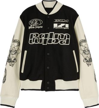 Palm Angels Giacca varsity con stampa - Nero