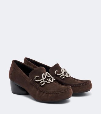 Loewe Double L suede loafer pumps
