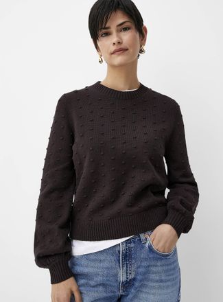 Contemporaine Womens Puff-sleeve pompom sweater
