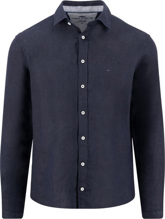 Fynch-Hatton Leinenhemd FYNCH-HATTON, Herren, Gr. 4XL, N-Gr, navy, Web, Obermaterial: 100% Leinen, unifarben, regular fit normal, Manschette, Hemden Leinenhemd, mi