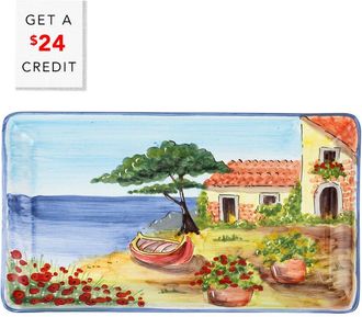 Vietri Vietri Landscape Wall Plates Rectangular Platter With Boat With $24 Credit