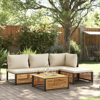 vidaXL Vidaxl - Set De Sof&aacute;s De Jard&iacute;n Con Cojines 5 Pzas Madera Maciza Acacia