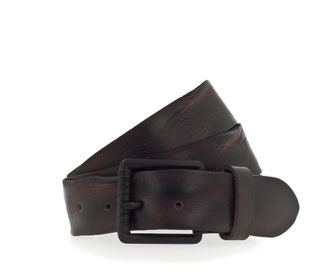 Mustang Lederg&uuml;rtel MUSTANG, Herren, Gr. 80, braun (dunkelbraun), Rindsleder, unifarben, used, G&uuml;rtel Lederg&uuml;rtel, Vollrindleder in Used-Optik, geschw&auml;rzte Sc