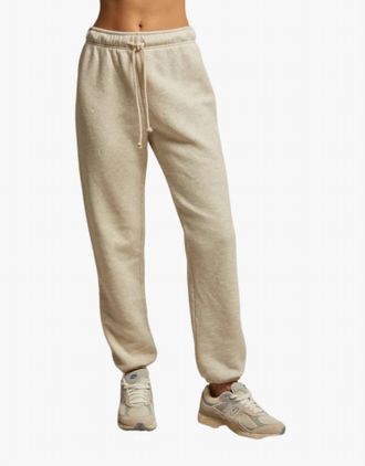 perfectwhitetee Michelle Cotton Fleece Jogger In Oatmeal