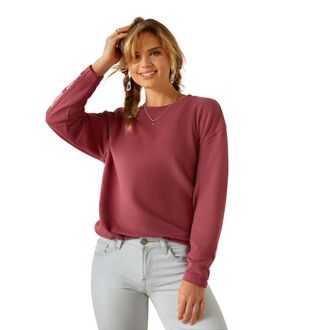 Ariat Womens Cowgirl Tough Sweatshirt Long Sleeve in Dry Rose, Size X-Small, by Ariat