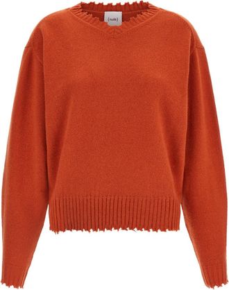 Nude Orange Textured Crew Neck Sweater