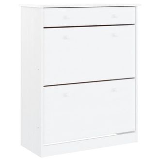 Berkfield Home Shoe Cabinet ALTA White 77x35x96 cm Solid Wood Pine | Size: 77 x 35 x 96 cm