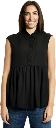 Manila Grace Mouwloze blouse - Dames - Blouses - Zwart - M - Overhemden