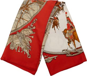 Herm&egrave;s Tweedehands Marine Et Cavalerie Zijden Sjaal 90