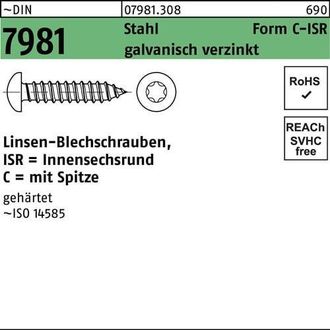 OEM Tornillo Chapa Din 7981 Liko Isr 4,2x16 -c-t20 Acero Galv.verz. Punta 1000st