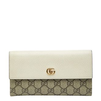 Gucci Beige White Pvc Leather Long Wallet (Bi-Fold) (Pre-Owned)