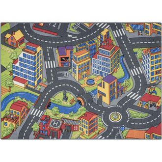 RugsX Rugsx - rebel roads carpet Town life 97 Big city, streets non-slip for children - grey grey 95x200 cm