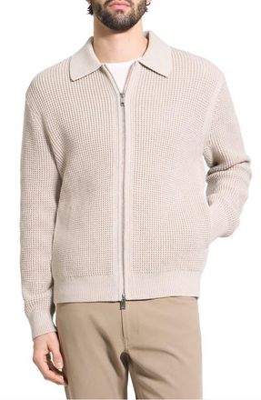 Theory Gary Waffle Knit Zip Cardigan in Alabaster Melange - 2H2 at Nordstrom, Size Xx-Large