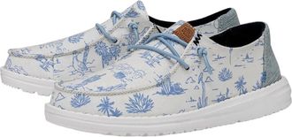 Hey Dude Womens Wendy Desert Slip On Shoes In Cream/blue