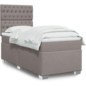 vidaXL Cama Box Spring Con Colch&oacute;n Tela Gris Taupe 80x200 Cm Vidaxl