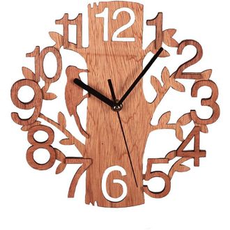 OEM Reloj De Pared De Madera Con Forma De &Aacute;rbol, Silencioso, Redondo, Anti-tictac, Para Cocina, Sala De Estar, Dormitorio, Oficina (211129gs05-1) - Crezuo