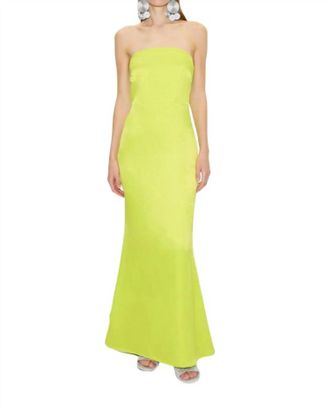 Simon Miller Sculpty Strapless Satin Dress In Lime