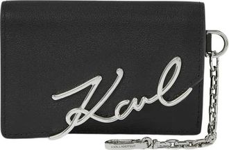 Karl Lagerfeld K/Signature Small Wallet - Dames - Portefeuilles - Zwart - ONE Size - Leer - Accessoires