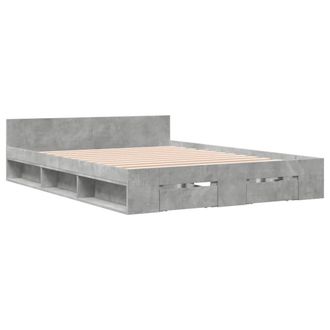 Berkfield Home Modern Bed Frame with Drawers without Mattress Concrete Grey 140x