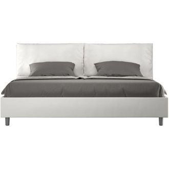 ITYhome Letto Matrimoniale King size rivestito in Similpelle con cuscini xl - antea large - Tipologia Letto: Senza Rete - Colore: Bianco - Dimensione Rete