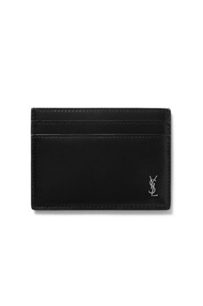 Saint Laurent Logo-Appliqu&eacute;d Leather Cardholder
