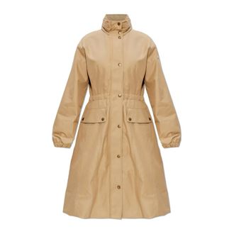 Moncler Trench Coats, female, Beige, Size: XS Rhododendron Hooded Long Parka