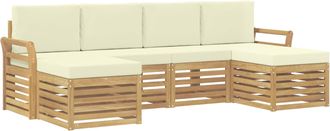 vidaXL Conjunto De Sof&aacute;s De Exterior 6 Uds. Blanco Y Crema Poli&eacute;ster Vidaxl
