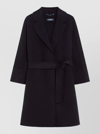 Max Mara long jacket belted waist lapel collar