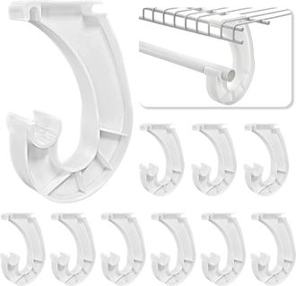 OEM Paquete De 10 Soportes Para Rieles De Ropa, Soportes De Pl&aacute;stico, Adecuados Para Colgar Ropa, Soportes Para Rieles De Ropa De 3/4 De Pulgada, Ganchos 