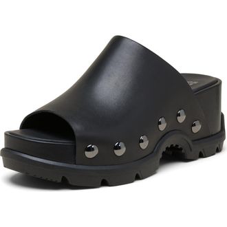 Sorel Roamn Slide Platform Sandal in Black/Black at Nordstrom, Size 10.5