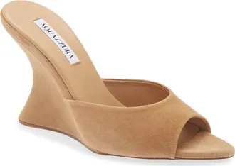 Aquazzura Bisous Wedge Sandal in Camel at Nordstrom, Size 39.5