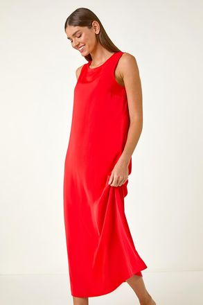 Roman Satin A-Line Midi Dress