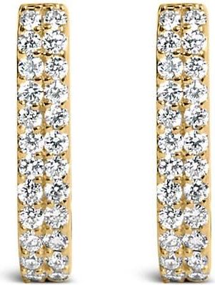 House of Brilliance 10K Gold 1/4 Cttw Lab Grown Diamond Double Row Huggie Hoop Earrings in Yellow at Nordstrom