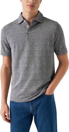 Eton Linen & Cotton Fine Knit Polo in Navy at Nordstrom, Size Large