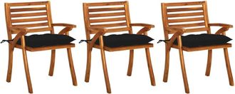 vidaXL Sillas De Comedor Jard&iacute;n Con Cojines 3 Uds Madera Maciza Acacia Vidaxl