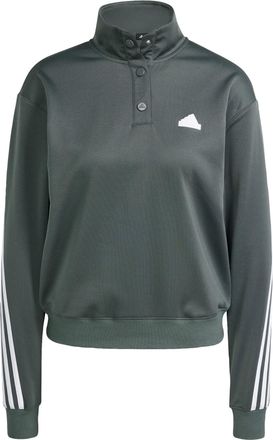 adidas Womens Iconic Wrapping 3-Stripes Snap Track Jacket - Grey - Size X-Large