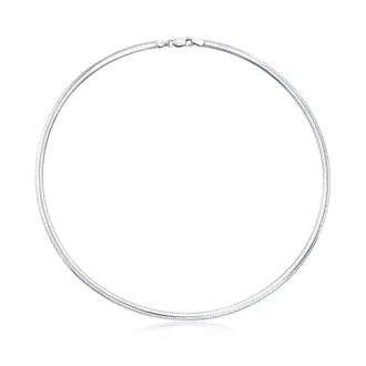 Ross-Simons Italian 4mm Sterling Silver Domed Omega Necklace