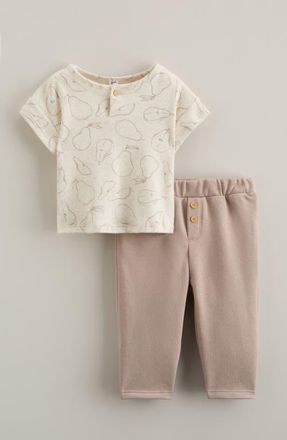 Nordstrom Print T-Shirt & Pants Set in Beige O Light Heather Pears at Nordstrom, Size 24M