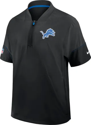 Nike Detroit Lions Sideline Coach Nike Mens NFL 1/2-Zip Short-Sleeve Hooded Jacket in Black | 03BO0B9B9J-2J5