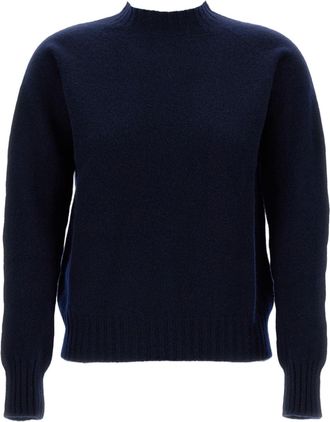 Drumohr Blue Plain Wool Crewneck Sweater