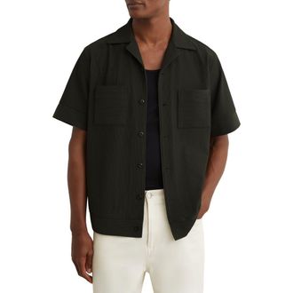 Reiss Odessa Rib Camp Shirt in Green at Nordstrom, Size Xx-Large