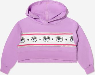 Chiara Ferragni Girls Cropped Logo Hoodie - Purple - Size 8Y